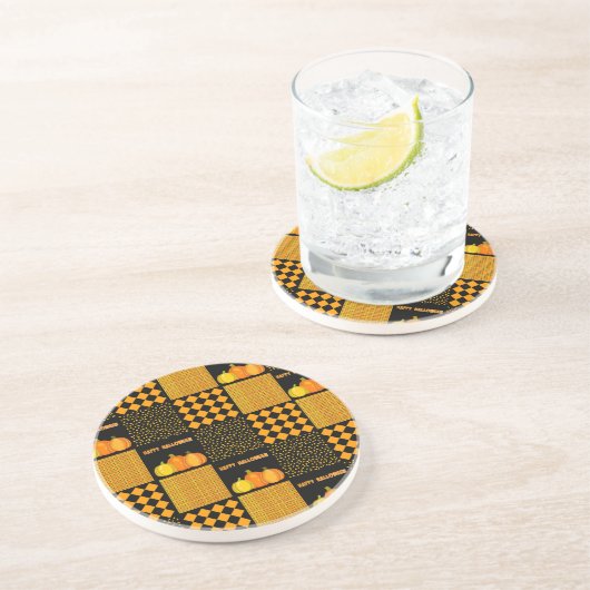 パンプキンハロウィーンパッチワークパターン コースター (側面)