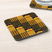 パンプキンハロウィーンパッチワークパターン コースター (左側)