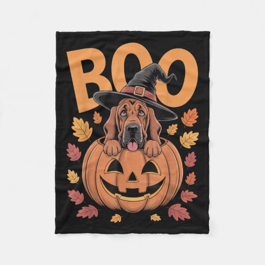 パンプキンハロウィーンブラッドハウンドのブラッドハウンドの衣装 フリースブランケット (正面)