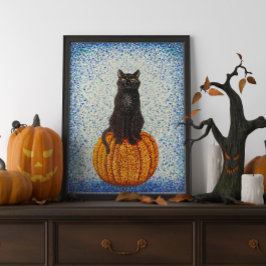 パンプキンハロウィーンポスターの黒猫 ポスター