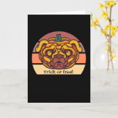 パンプキンハロウィーンレトロパグ カード (黄色い花)