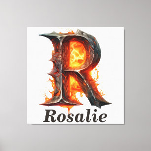 パンプキンハロウィーン名レターRフローラモノグラム キャンバスプリント