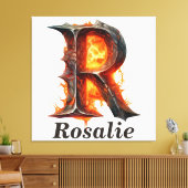 パンプキンハロウィーン名レターRフローラモノグラム キャンバスプリント (インサイチュ (リビング))