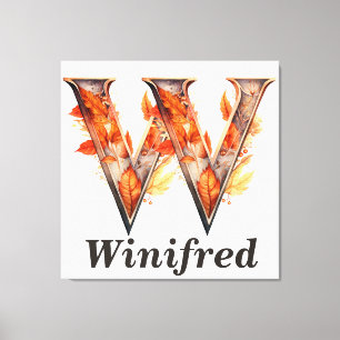 パンプキンハロウィーン名レターWフローラモノグラム キャンバスプリント