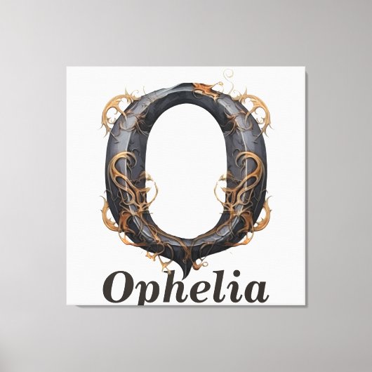 パンプキンハロウィーン名Letter Oフローラモノグラム キャンバスプリント (正面)