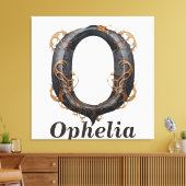 パンプキンハロウィーン名Letter Oフローラモノグラム キャンバスプリント (インサイチュ (リビング))