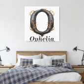 パンプキンハロウィーン名Letter Oフローラモノグラム キャンバスプリント (インサイチュ (寝室))