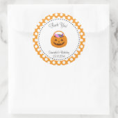 パンプキンハロウィーン誕生日サンキューステッカー ラウンドシール (バッグ)