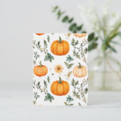 パンプキンハロウィーン、ボタニカルオレンジグリーン秋 ポストカード (スタンド正面)