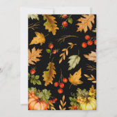 パンプキンハローベビーの葉秋のベビーシャワー 招待状 (裏面)