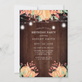 パンプキンハーベストウォーターカラーオータムライトズ誕生日 招待状 (正面)