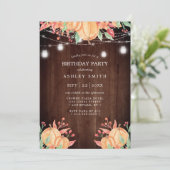 パンプキンハーベストウォーターカラーオータムライトズ誕生日 招待状 (スタンド正面)