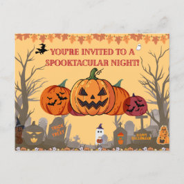 パンプキンハーベストハロウィンパーティー招待状 | オートゥム インビテーションポストカード