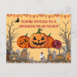 パンプキンハーベストハロウィンパーティー招待状 | オートゥム インビテーションポストカード