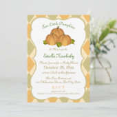 パンプキンハーレクイン金ゴールドツインズベビーシャワー 招待状 (スタンド正面)