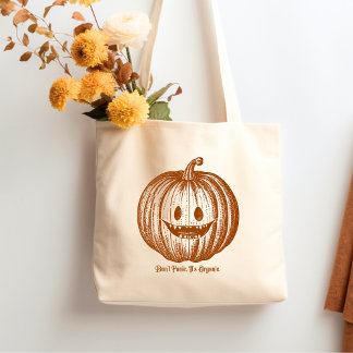 パンプキンバイブハロウィーンがパニックに陥らないオーガニック トートバッグ