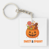 パンプキンバケットの甘さ – ハロウィーン キーホルダー (正面)