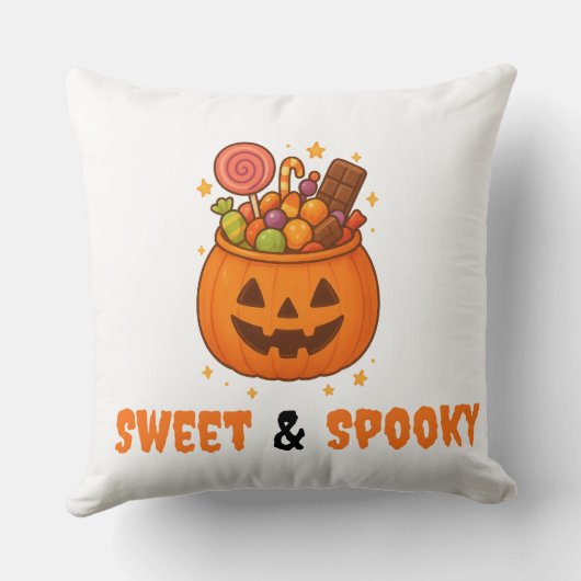 パンプキンバケットの甘さ – ハロウィーン クッション (裏面)