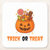 パンプキンバケットの甘さ – ハロウィーン スクエアペーパーコースター (正面)