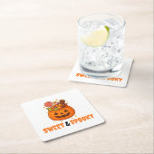 パンプキンバケットの甘さ – ハロウィーン スクエアペーパーコースター (インサイチュ)