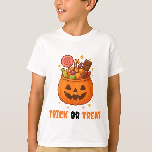 パンプキンバケットの甘さ – ハロウィーン Tシャツ (正面)