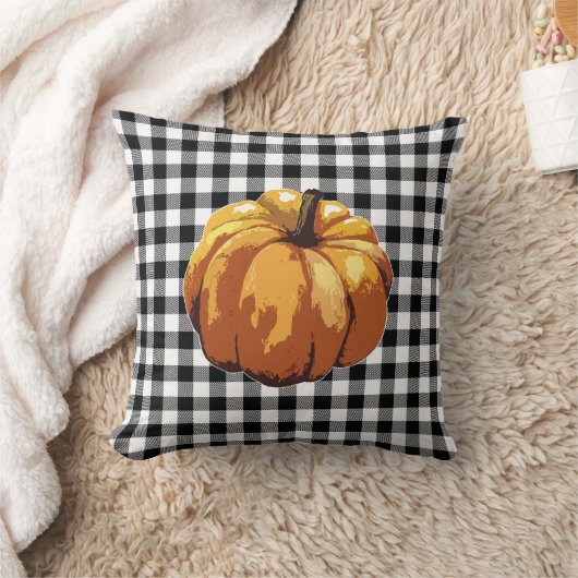 パンプキンバッファローチェックパターンファームハウスピロー クッション (ブランケット)