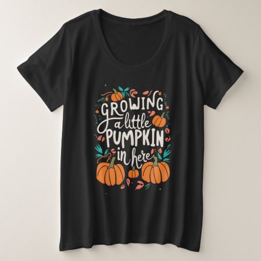 パンプキンバンプキンハロウィ妊婦のン プラスサイズTシャツ (デザイン正面)