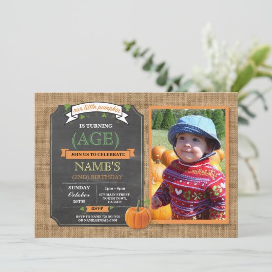 パンプキンバースデーパーティーブハーベストフォト秋招待状 招待状 (スタンド正面)