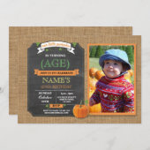 パンプキンバースデーパーティーブハーベストフォト秋招待状 招待状 (正面/裏面)