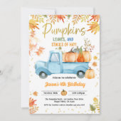 パンプキンバースデーパーティーボーイブルートラック秋秋 招待状 (正面)