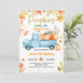 パンプキンバースデーパーティーボーイブルートラック秋秋 招待状 (スタンド正面)