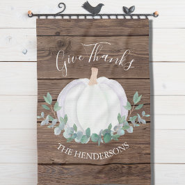 パンプキンバーンウッドサンクスギビング キッチンタオル