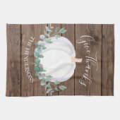 パンプキンバーンウッドサンクスギビング キッチンタオル (横)