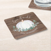 パンプキンバーンウッドサンクスギビング スクエアペーパーコースター (アングル)