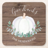 パンプキンバーンウッドサンクスギビング スクエアペーパーコースター (正面)