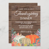 パンプキンバ素朴ンウッドサンクスギビングディナー 招待状 (正面/裏面)
