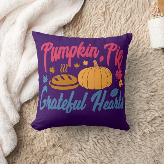 パンプキンパイと感謝のハート，感謝祭 クッション (ブランケット)