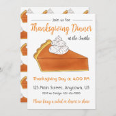 パンプキンパイスライス感謝祭ディナーパーティー 招待状 (正面/裏面)