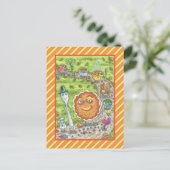 パンプキンパイパレード、感謝祭の饗宴お祝い ポストカード (スタンド正面)