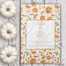 パンプキンパイレシピへ織機の秋の秋パターン キッチンタオル