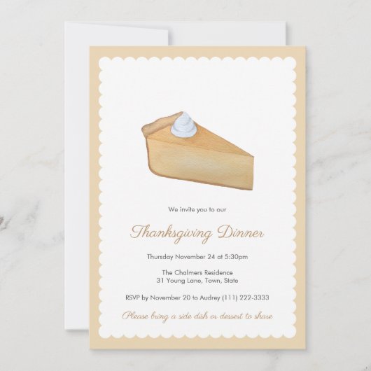 パンプキンパイ感謝祭または友達与えるディナー 招待状 (正面)