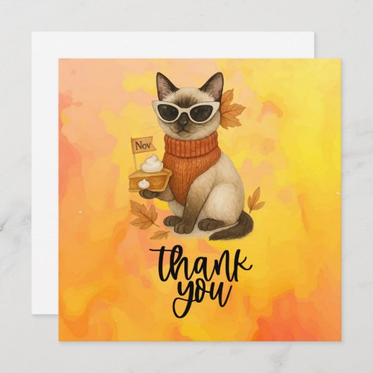 パンプキンパイ猫好きへの感謝祭 サンキューカード (正面/裏面)