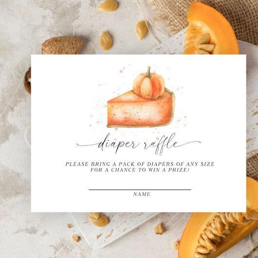 パンプキンパイ秋ベビーシャワーおむつラッフル エンクロージャーカード