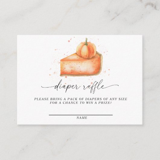 パンプキンパイ秋ベビーシャワーおむつラッフル エンクロージャーカード (正面)