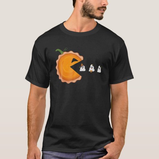 パンプキンパイ食べパイのホイップクリームハロウィン幽霊 Tシャツ (正面)