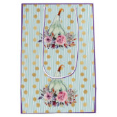 パンプキンパステルエレガント秋フローラグルドティール（緑がかった色） ミディアムペーパーバッグ (裏面)