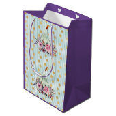 パンプキンパステルエレガント秋フローラグルドティール（緑がかった色） ミディアムペーパーバッグ (裏面アングル)