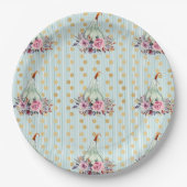 パンプキンパステルエレガント秋フローラ秋ティール（緑がかった色） ペーパープレート (正面)