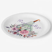 パンプキンパステルエレガント秋フローラ秋ティール(緑がかった色) ペーパープレート (アングル)