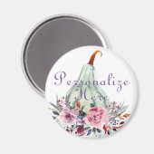 パンプキンパステルエレガント秋フローラ秋ティール(緑がかった色) マグネット (正面/裏面)